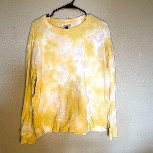 Tie Dye Yellow and Gray Crewneck French Terry Sweatshirt size Medium
